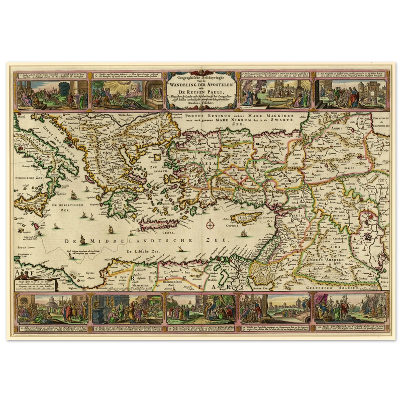 Ancient map Geographic Description of the Travels of the Apostles and the Journeys of Paul by Nicolaes Visscher