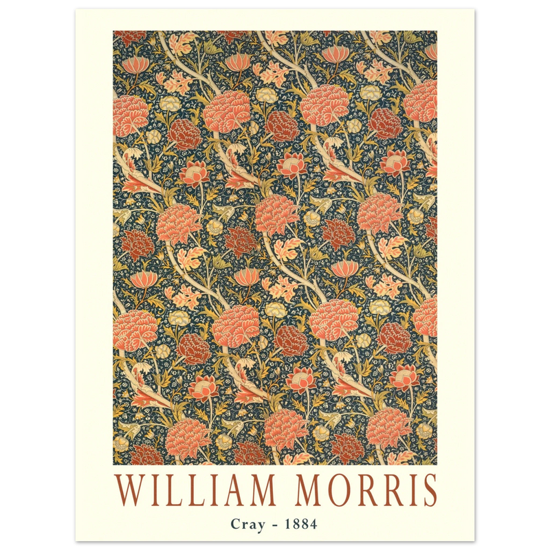 William Morris Cray 1884. Vintage printed cotton  art print.