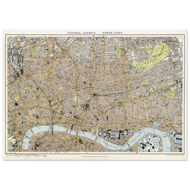 London city vintage map 1904.
