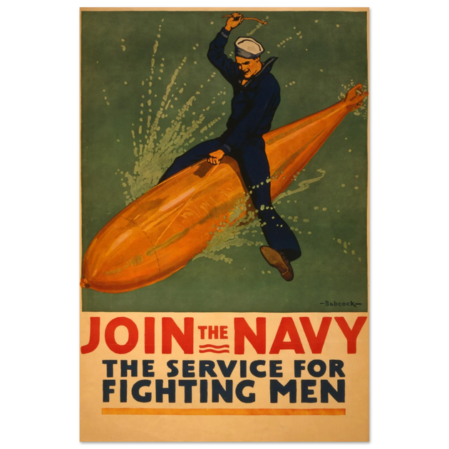 Join the Navy, the service for fighting men vintage poster reproduction