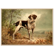 Hunting dog vintage painting poster with partridge in mouth