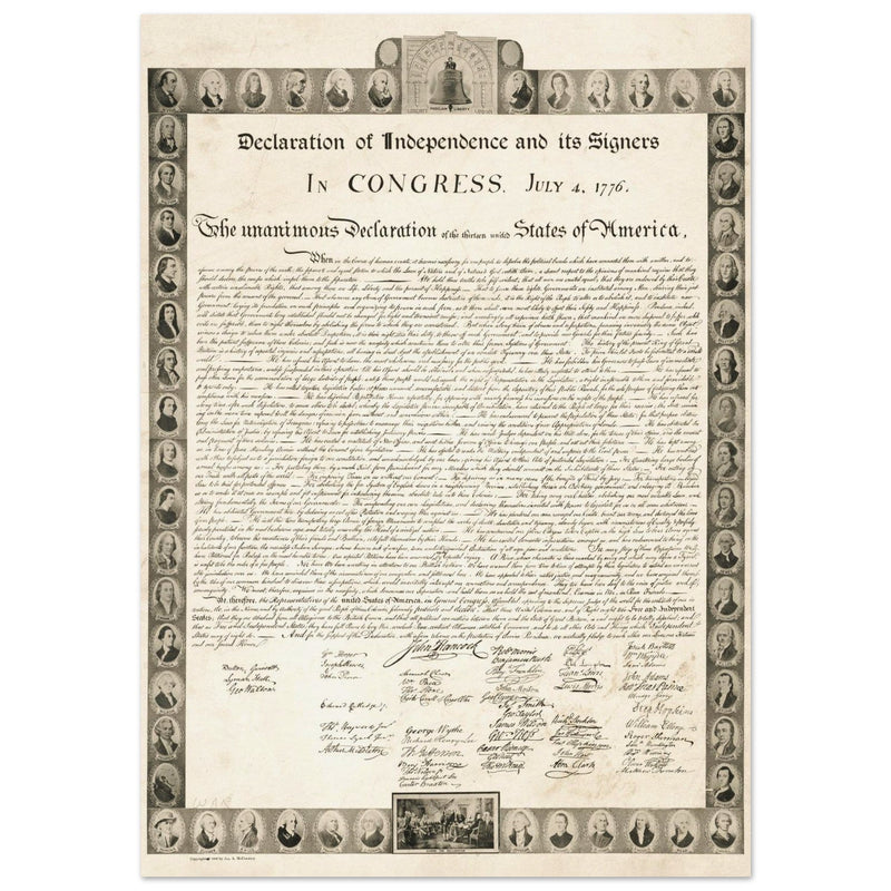 Declaration of Independence of the United States of America and its signers.