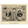 Abraham Lincoln and George Washington. Columbia's noblest sons engraving