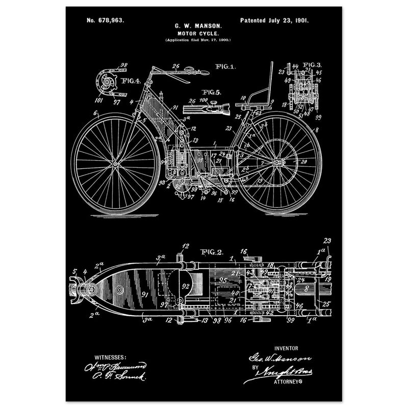 Motorcycle old patent by G. W Manson.