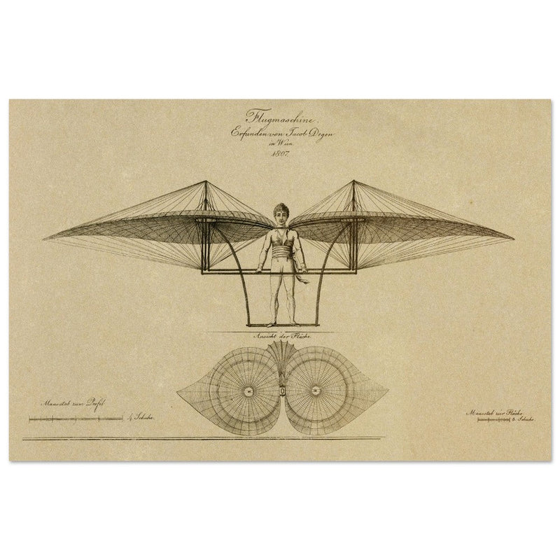 Flight machine invented by Jacob Degen in  1807 also called Degen ornithopter.