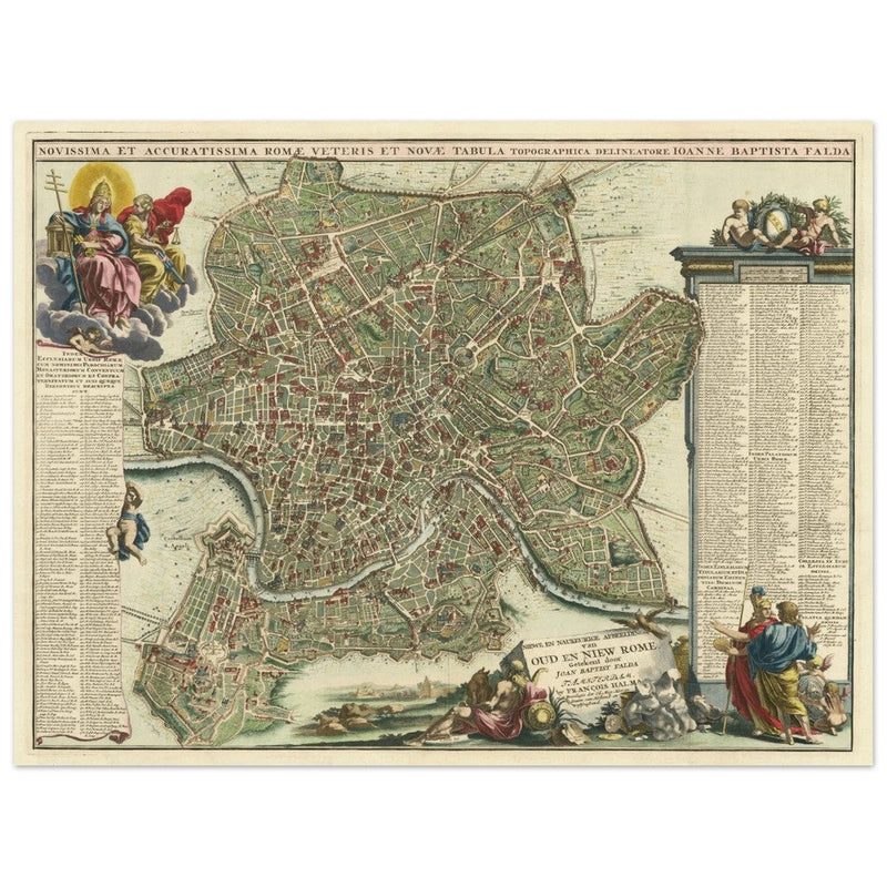 Antique city map of Rome in Italy XVIII Century by Johan Baptiste Homann.