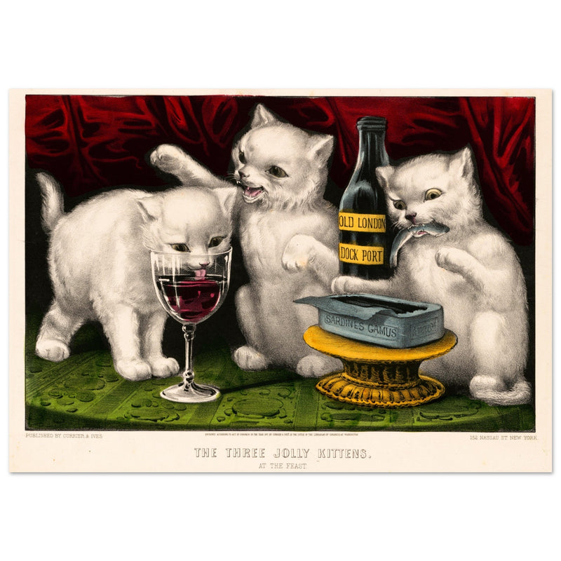 The three jolly kittens  at the feast Author Currier & Ives 1871