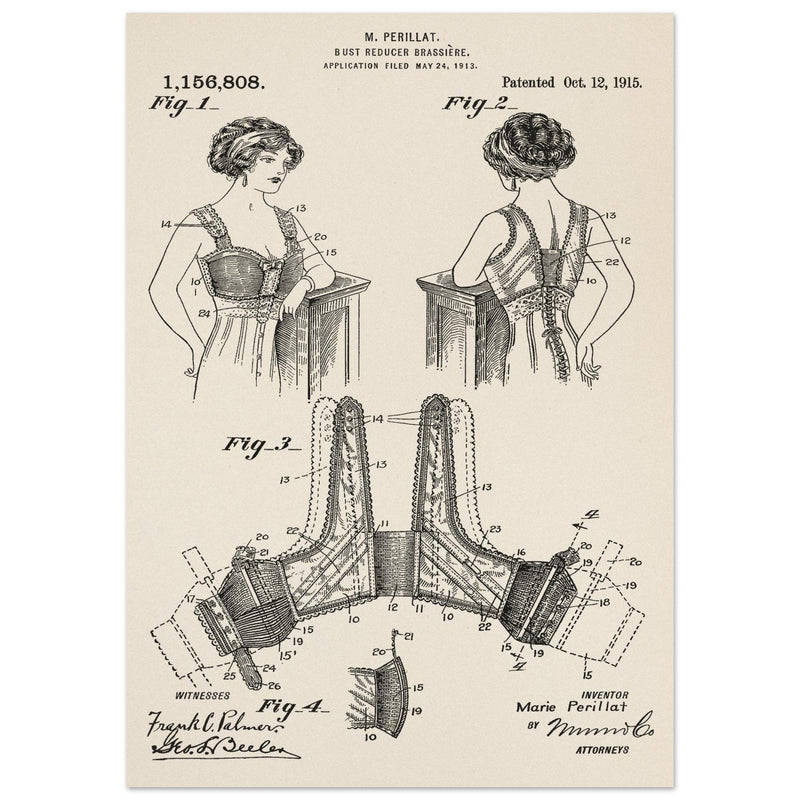 Bust reducer brassiere vintage patent by M Perillat