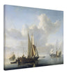 Willem van de Velde Ships before the coast. Marine landscape painting.