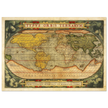 Ancient map reproduction print of a world map of 1579 Typus Orbis Terrarum by Abraham Ortelius.