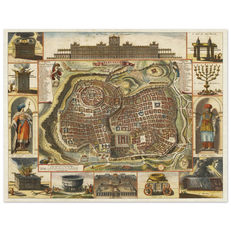 Jerusalem ancient map XVII Century by Daniel Stoopendael.