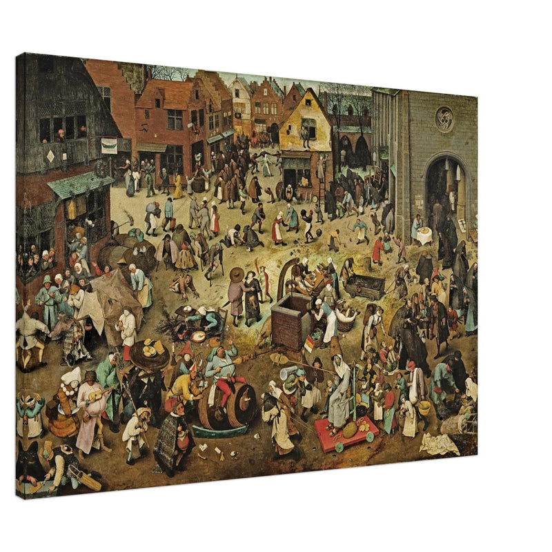 The Fight Between Carnival and Lent old painting by  Pieter Brueghel the Elder.