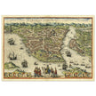 Istanbul ancient map. Byzantium Nunc Constantinopolis by Georg Braun