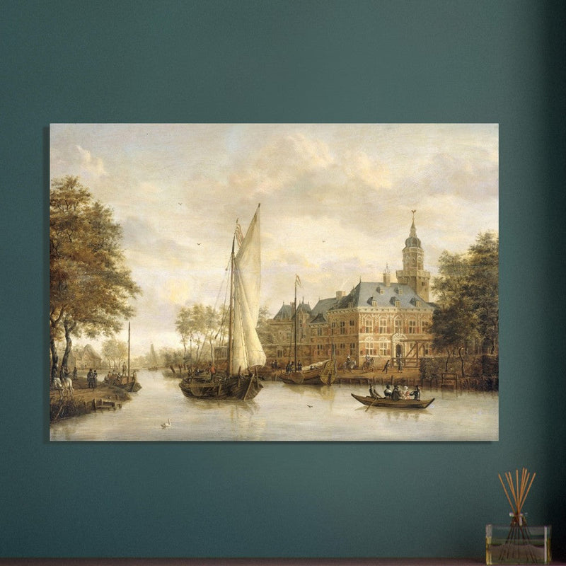 Jacobus Storck Nijenrode Castle on the Vecht near Breukelen. Antique old marine painting.  artwork