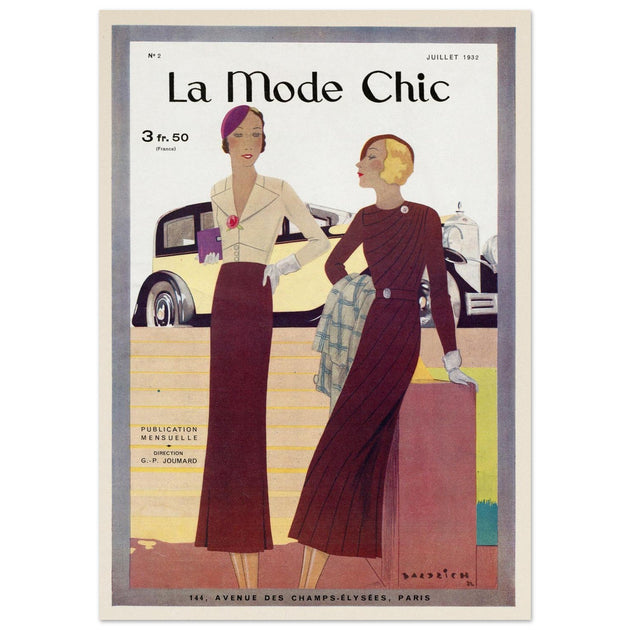 La Mode Chic old vintage fashion magazine cover from the 30s. July 1933.