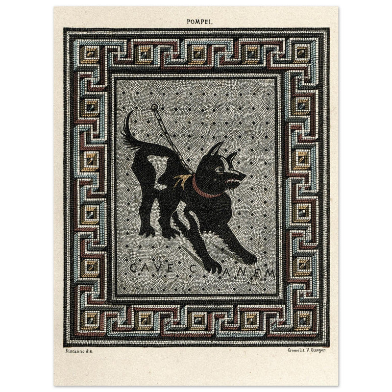 Watchdog mosaic chromolithograph reproduction Cave Canem by Victor Steeger