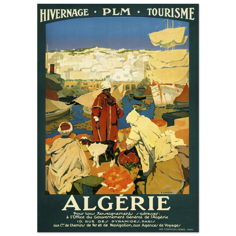Vintage travel print of Algeria. Poster Art by Léon Cauvy.