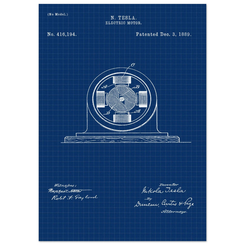 Electric Motor  patent 416194 by Nikola Tesla.