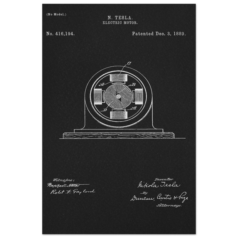 Electric Motor  patent 416194 by Nikola Tesla.