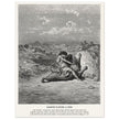 Gustave Dore The Bible engraving print . Samson slaying a lion illustration .