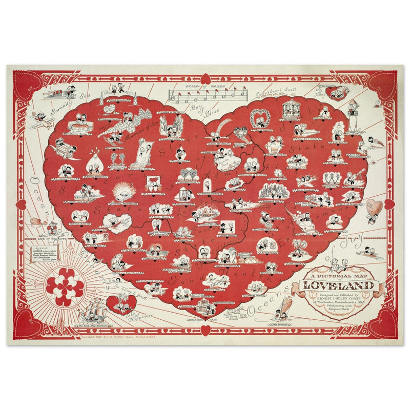 A Pictorial Map of Loveland by Ernest Dudley Chase romantic illustrated map