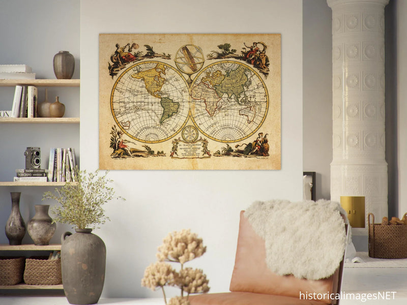 Ancient world map print. Il Mappamondo o sia Descrizione Generale del Globo by Antonio Zatta