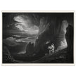 John Martin Paradise Lost vintage mezzoting engraving . Adam and Eve Driven Out of Paradise.