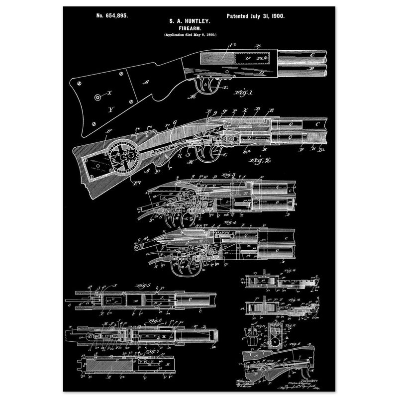 Firearm historic patent 1900. Matte paper
