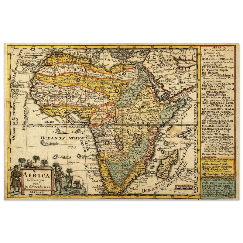 Africa ancient map of the XVIII century by Johann Georg Schreiber.