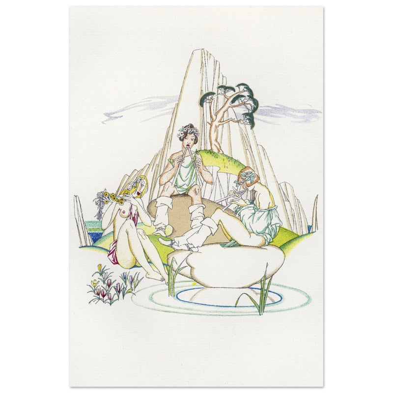Island of Lesbos Greece. Daphnis and Chloe illustration by John Austen.