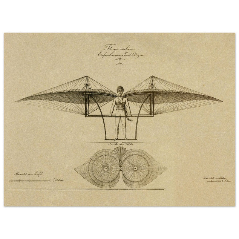 Flight machine invented by Jacob Degen in  1807 also called Degen ornithopter.