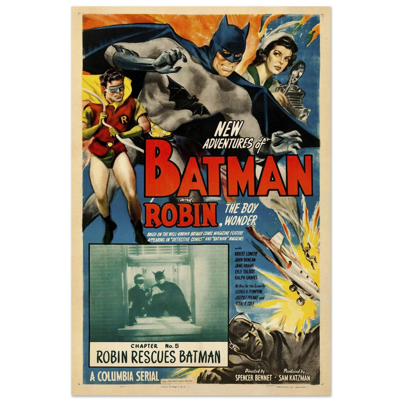 The New Adventures of Batman and Robin vintage movie poster  1949.