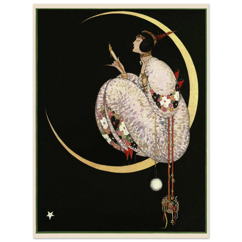 George Wolfe Plank fashion magazine illustration 1917. Woman on moon looking at her mirror.
