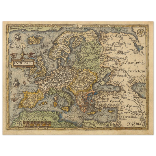 Old map poster of Europe Itinerarium orbis christiani by Michael Freiherr von Aitzing