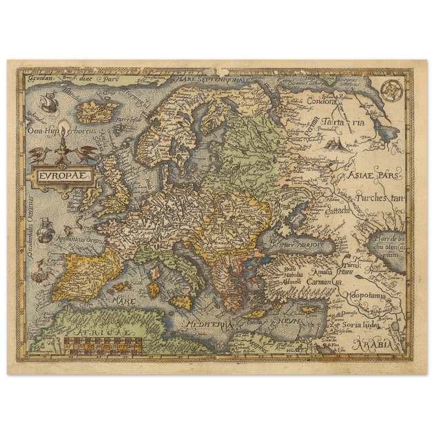 Old map poster of Europe Itinerarium orbis christiani by Michael Freiherr von Aitzing