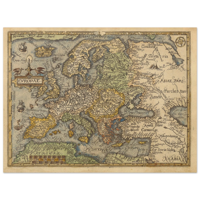 Old map poster of Europe Itinerarium orbis christiani by Michael Freiherr von Aitzing