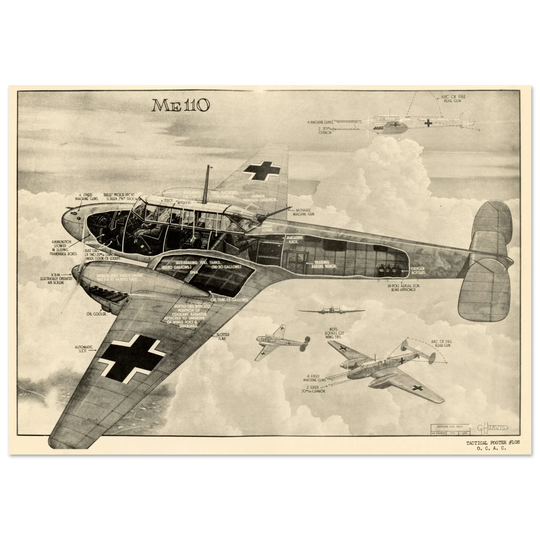 Messerschmitt Bf 110 fighter World War 2 poster