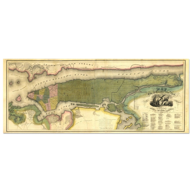 1829 New York City vintage map by David Hugh Burr.