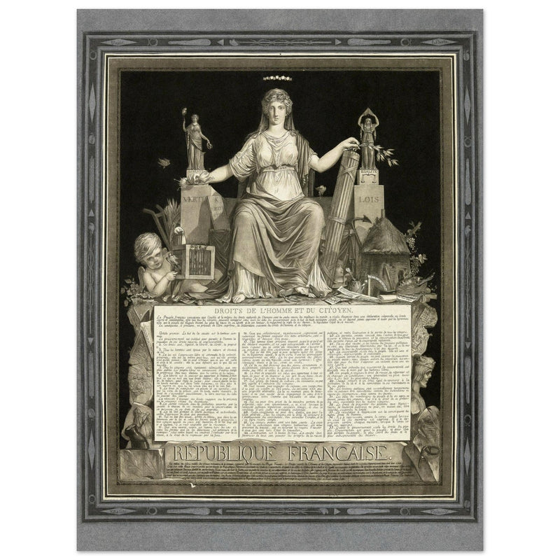 La République Française promulguant les Droits de l'Homme et du Citoyen. Human rights established during the French Revolution
