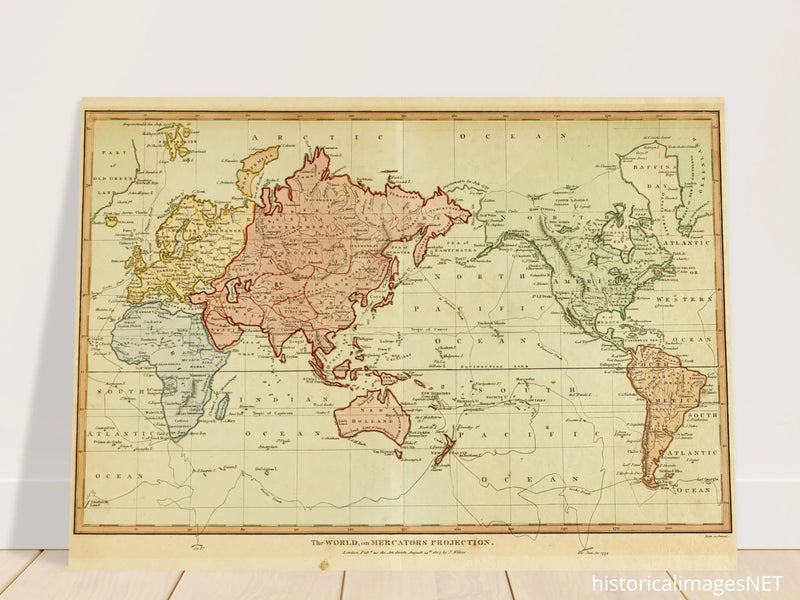 Ancient world map by Samuel John Neele 1807 The world on mercators projection