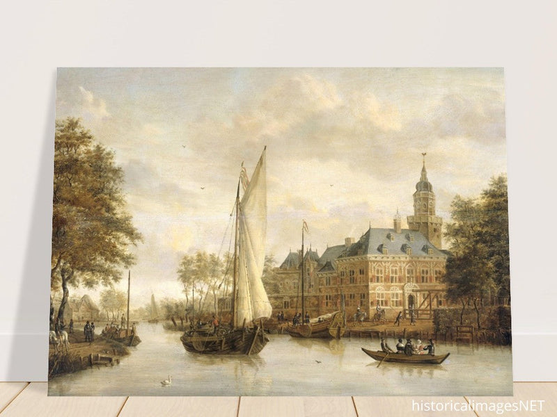 Jacobus Storck Nijenrode Castle on the Vecht near Breukelen. Antique old marine painting.  artwork