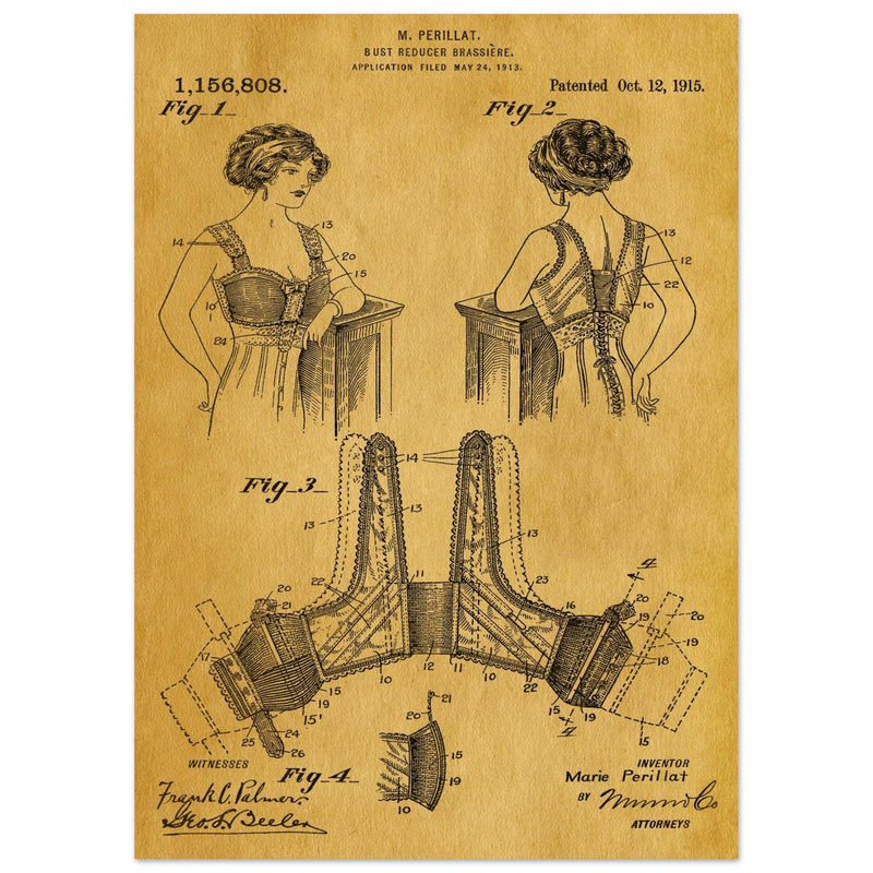 Bust reducer brassiere vintage patent by M Perillat