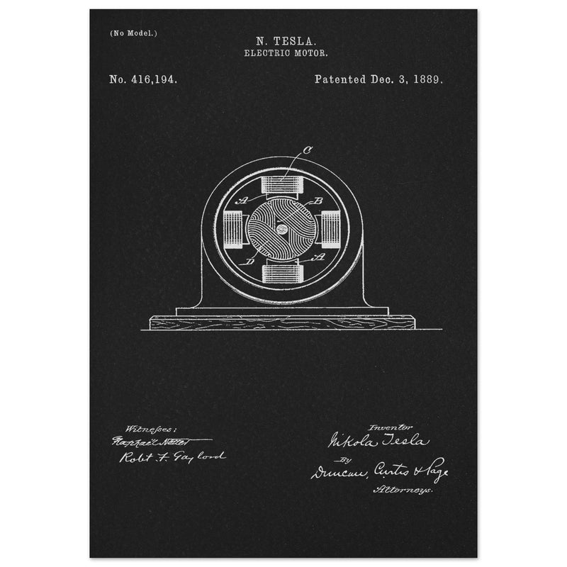 Electric Motor  patent 416194 by Nikola Tesla.