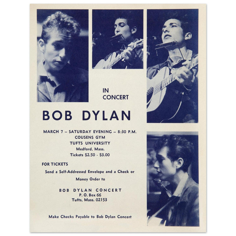 Bob Dylan in concert at the Tufts University in Medford Massachusetts  in 1964.