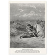 Gustave Dore The Bible engraving print . Samson slaying a lion illustration .