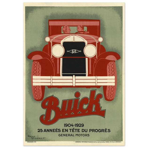 Buick 1904 - 1929 25 années en tete du progres vintage poster by Vincent René.