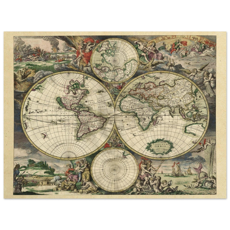 Ancient old world map of 1689 by Gerard van Schagen.