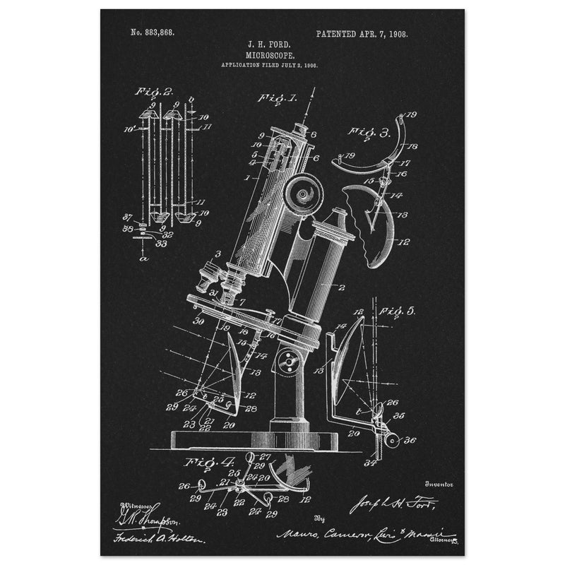 vintage microscope patent by J H Ford.