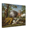 Battle of the beasts painting by Circle of Roelandt Savery  XVII Century.