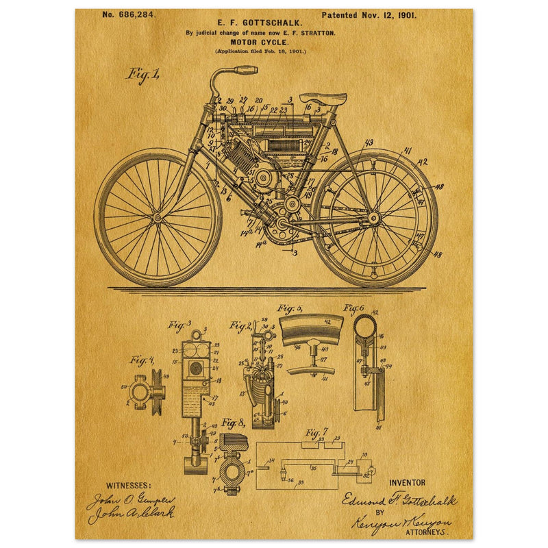 Motorcycle old patent 686284 by Gottschalk